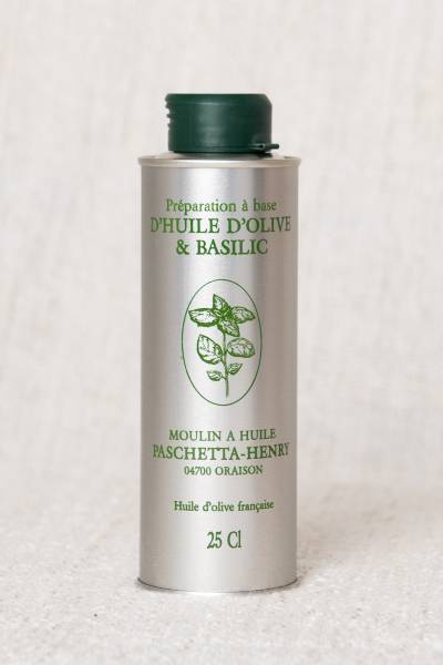 Vente en ligne d'huile d'olive aromatisée au basilic à Manosque
